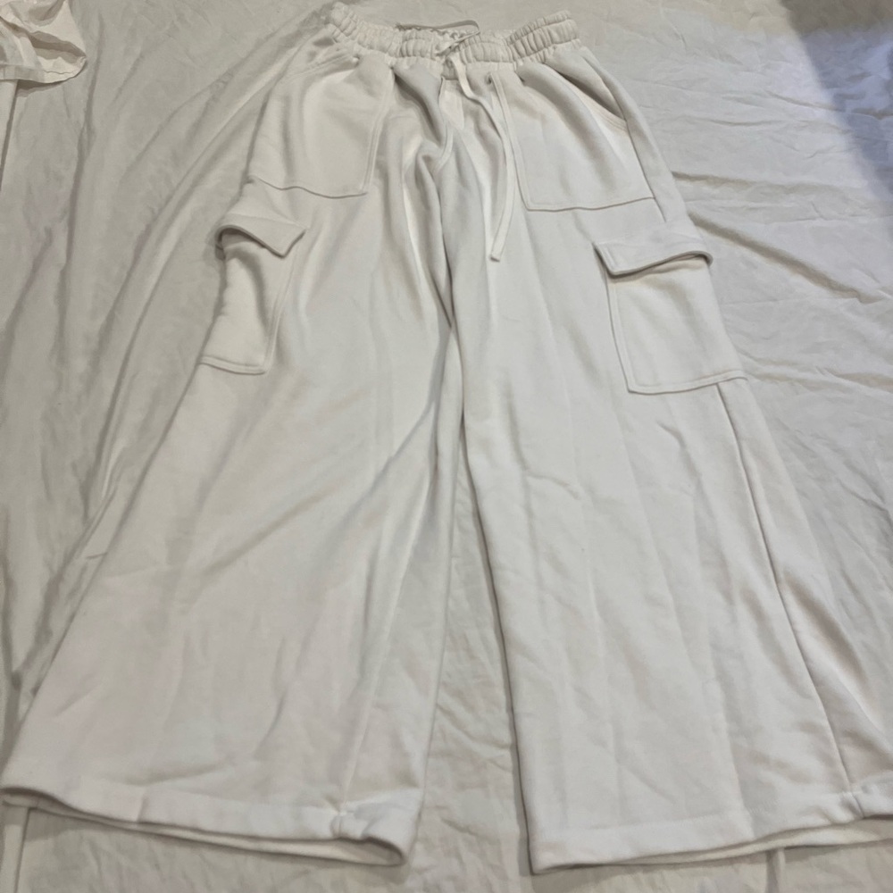white sweat/cargo pants